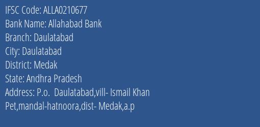 Allahabad Bank Daulatabad Branch, Branch Code 210677 & IFSC Code ALLA0210677