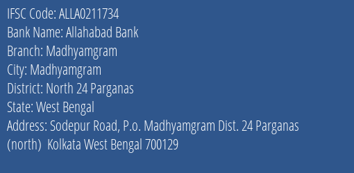 Allahabad Bank Madhyamgram Branch North 24 Parganas IFSC Code ALLA0211734