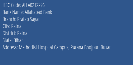Allahabad Bank Pratap Sagar Branch Patna IFSC Code ALLA0212296