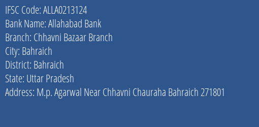 Allahabad Bank Chhavni Bazaar Branch Branch, Branch Code 213124 & IFSC Code Alla0213124