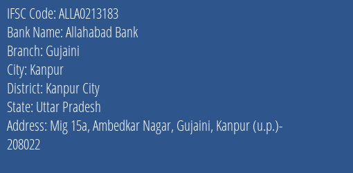 Allahabad Bank Gujaini Branch Kanpur City IFSC Code ALLA0213183