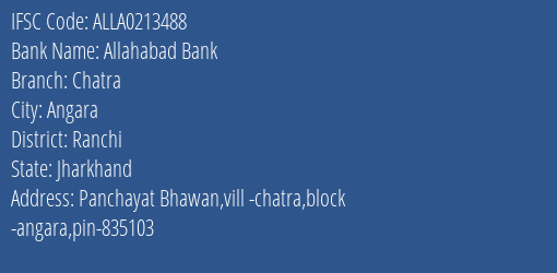 Allahabad Bank Chatra Branch Ranchi IFSC Code ALLA0213488