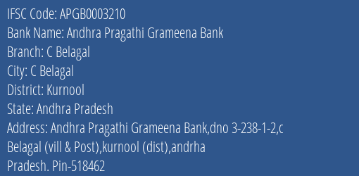 Andhra Pragathi Grameena Bank C Belagal Branch, Branch Code 003210 & IFSC Code Apgb0003210