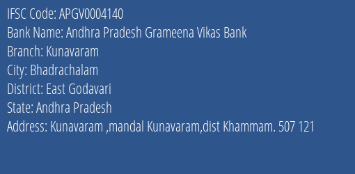 Andhra Pradesh Grameena Vikas Bank Kunavaram Branch East Godavari IFSC Code APGV0004140
