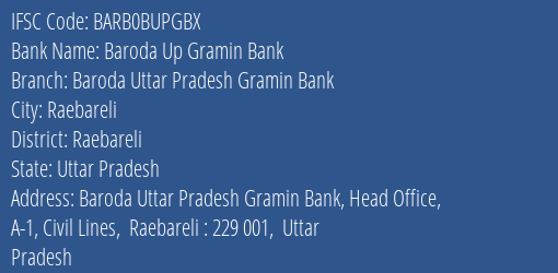 Baroda Up Gramin Bank Raniwan Brw Branch Ambedkar Nagar IFSC Code BARB0BUPGBX