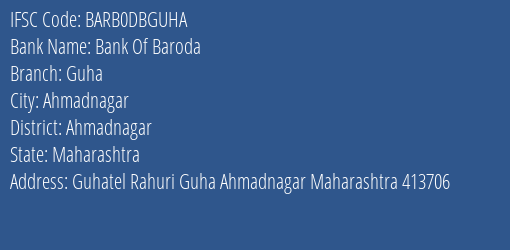 Bank Of Baroda Guha Branch, Branch Code DBGUHA & IFSC Code Barb0dbguha
