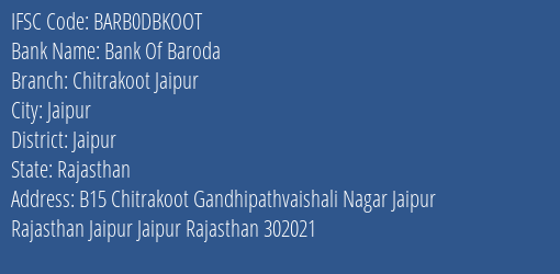 Bank Of Baroda Chitrakoot Jaipur Branch Jaipur IFSC Code BARB0DBKOOT