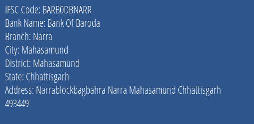 Bank Of Baroda Narra Branch, Branch Code DBNARR & IFSC Code Barb0dbnarr