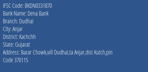 Dena Bank Dudhai Branch, Branch Code 331870 & IFSC Code Bkdn0331870