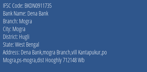 Dena Bank Mogra Branch, Branch Code 911735 & IFSC Code BKDN0911735