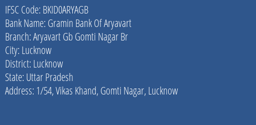 Gramin Bank Of Aryavart Ahamdabad Sab Branch Etah IFSC Code BKID0ARYAGB