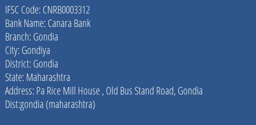 Canara Bank Gondia Branch Gondia IFSC Code CNRB0003312