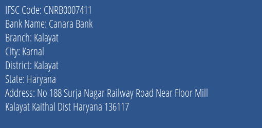 Canara Bank Kalayat Branch Kalayat IFSC Code CNRB0007411