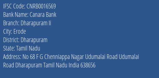 Canara Bank Dharapuram Ii Branch Dharapuram IFSC Code CNRB0016569