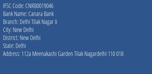 Canara Bank Delhi Tilak Nagar Ii Branch New Delhi IFSC Code CNRB0019046
