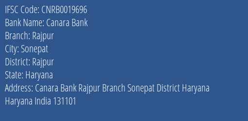 Canara Bank Rajpur Branch Rajpur IFSC Code CNRB0019696