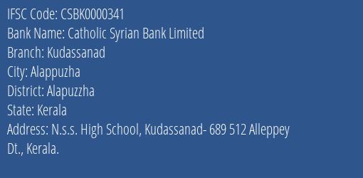 Catholic Syrian Bank Kudassanad Branch Alapuzzha IFSC Code CSBK0000341