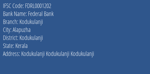 Federal Bank Kodukulanji Branch Kodukulanji IFSC Code FDRL0001202