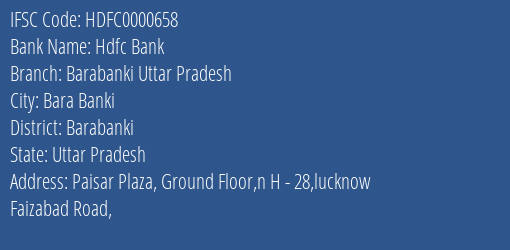 Hdfc Bank Barabanki Uttar Pradesh Branch, Branch Code 000658 & IFSC Code HDFC0000658