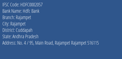 Hdfc Bank Rajampet Branch IFSC Code