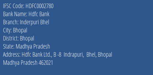 Hdfc Bank Inderpuri Bhel Branch, Branch Code 002780 & IFSC Code Hdfc0002780