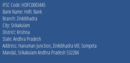 Hdfc Bank Zinkibhadra Branch, Branch Code 003445 & IFSC Code Hdfc0003445