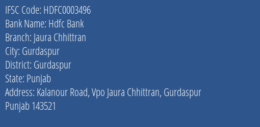 Hdfc Bank Jaura Chhittran Branch, Branch Code 003496 & IFSC Code Hdfc0003496