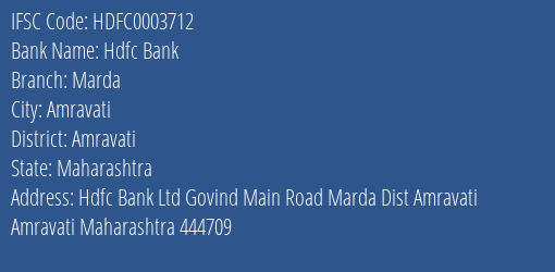 Hdfc Bank Marda Branch Amravati IFSC Code HDFC0003712
