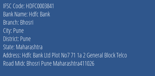 Hdfc Bank Bhosri Branch Pune IFSC Code HDFC0003841