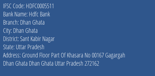 Hdfc Bank Dhan Ghata Branch, Branch Code 005511 & IFSC Code Hdfc0005511