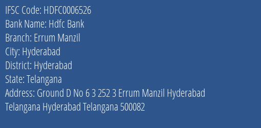  & IFSC Code Hdfc0006526