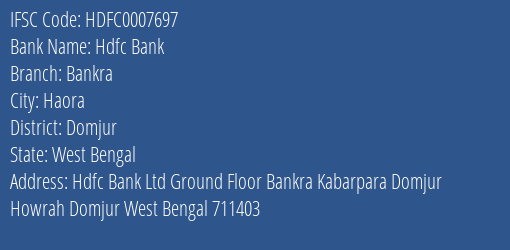 Hdfc Bank Bankra Branch Domjur IFSC Code HDFC0007697