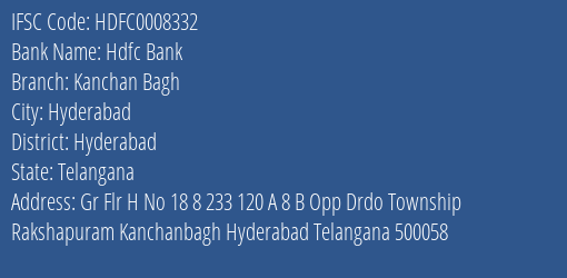 Hdfc Bank Kanchan Bagh Branch Hyderabad IFSC Code HDFC0008332