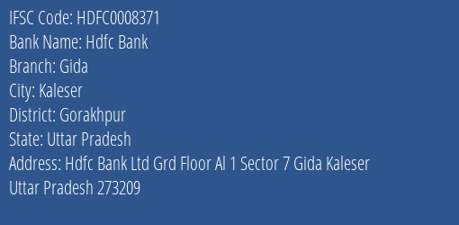 Hdfc Bank Gida Branch, Branch Code 008371 & IFSC Code Hdfc0008371