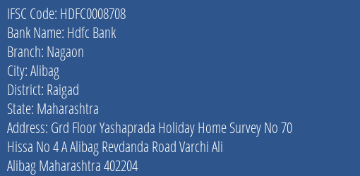 Hdfc Bank Nagaon Branch Raigad IFSC Code HDFC0008708