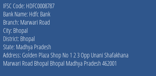Hdfc Bank Marwari Road Branch, Branch Code 008787 & IFSC Code Hdfc0008787