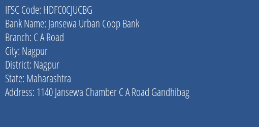 Hdfc Bank Jansewa Urban Coop Bank Branch Nagpur IFSC Code HDFC0CJUCBG