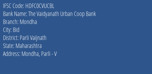 Hdfc Bank The Vaidyanath Urban Coop Bank Branch Bid IFSC Code HDFC0CVUCBL