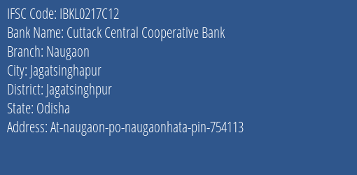 Idbi Bank Cuttack Central Co Operative Bank Naugaon Branch Jagatsinghpur IFSC Code IBKL0217C12