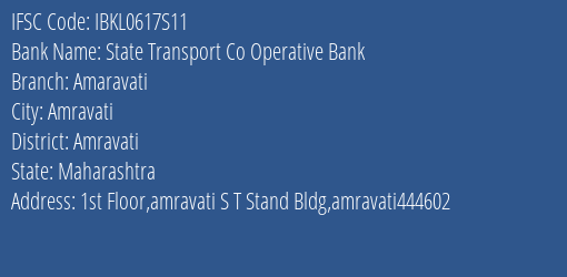Idbi Bank State Transport Bank Amaravati Branch, Branch Code 617S11 & IFSC Code IBKL0617S11