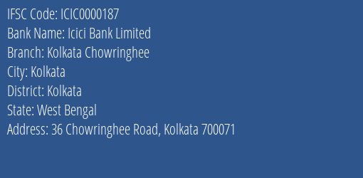 Icici Bank Kolkata Chowringhee Branch Kolkata IFSC Code ICIC0000187