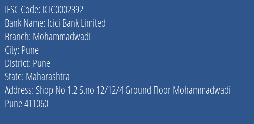 Icici Bank Mohammadwadi Branch Pune IFSC Code ICIC0002392
