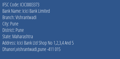 Icici Bank Vishrantwadi Branch Pune IFSC Code ICIC0003373