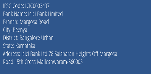 Icici Bank Margosa Road Branch Bangalore Urban IFSC Code ICIC0003437