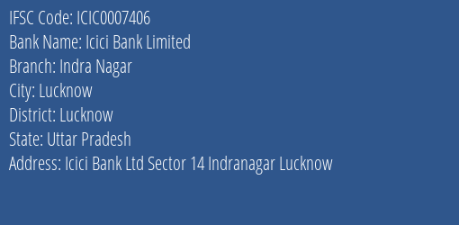 Icici Bank Indra Nagar Branch Lucknow IFSC Code ICIC0007406