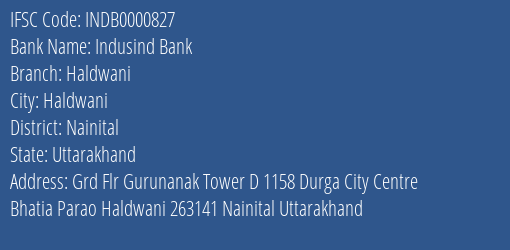 Indusind Bank Haldwani Branch Nainital IFSC Code INDB0000827