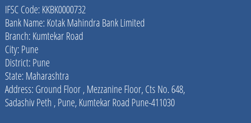Kotak Mahindra Bank Kumtekar Road Branch Pune IFSC Code KKBK0000732