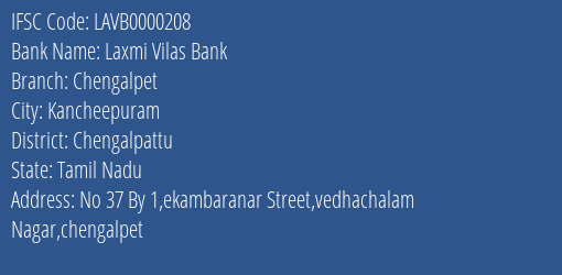 Laxmi Vilas Bank Chengalpet Branch Chengalpattu IFSC Code LAVB0000208