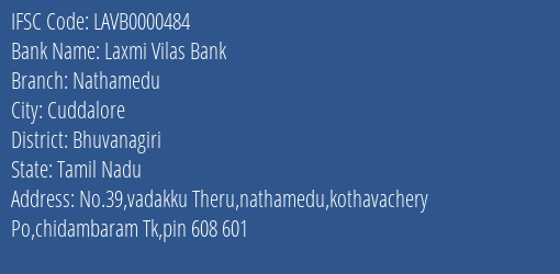 Laxmi Vilas Bank Nathamedu Branch Bhuvanagiri IFSC Code LAVB0000484