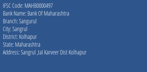 Bank Of Maharashtra Sangurul Branch IFSC Code